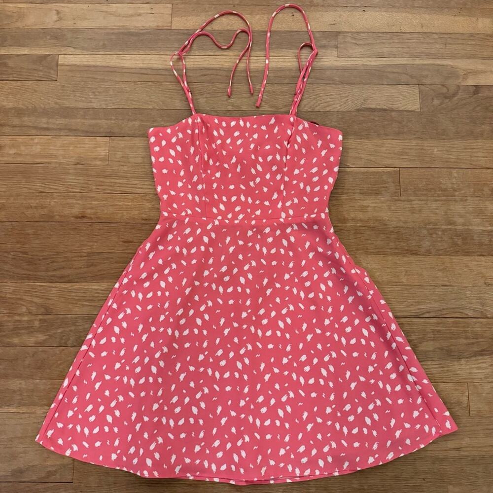 Social light pink white sleeveless a-line mini dress size small S
b65